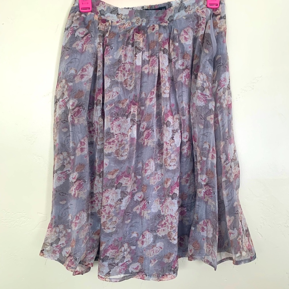 Grey, mauve floral skirt